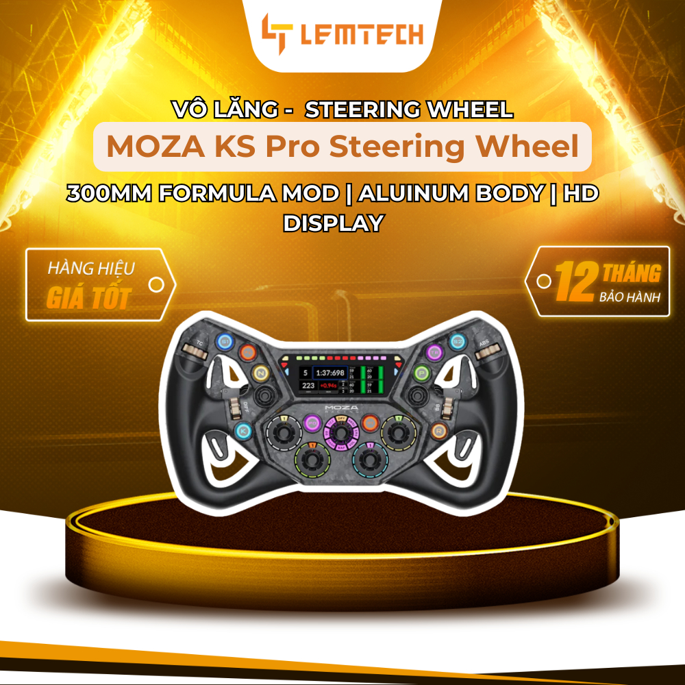 MOZA KS Pro Steering Wheel – Vô Lăng GT Butterfly 300mm Cao Cấp Với Màn Hình HD Tùy Chỉnh