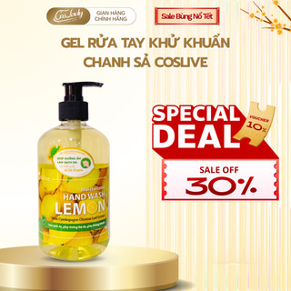 Sữa Rửa Tay Khử Khuẩn Chanh Sả COSLIVE 500ml - Khử Mùi Nhanh Chóng, Dưỡng Ẩm, Loại Bỏ Tế Bào Chết Da