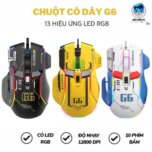 Chuột Gaming Có Dây Cao Cấp G6 Transformers - DPI 12800 siêu khủng - 10 phím thao tác nhanh | BigBuy360 - bigbuy360.vn