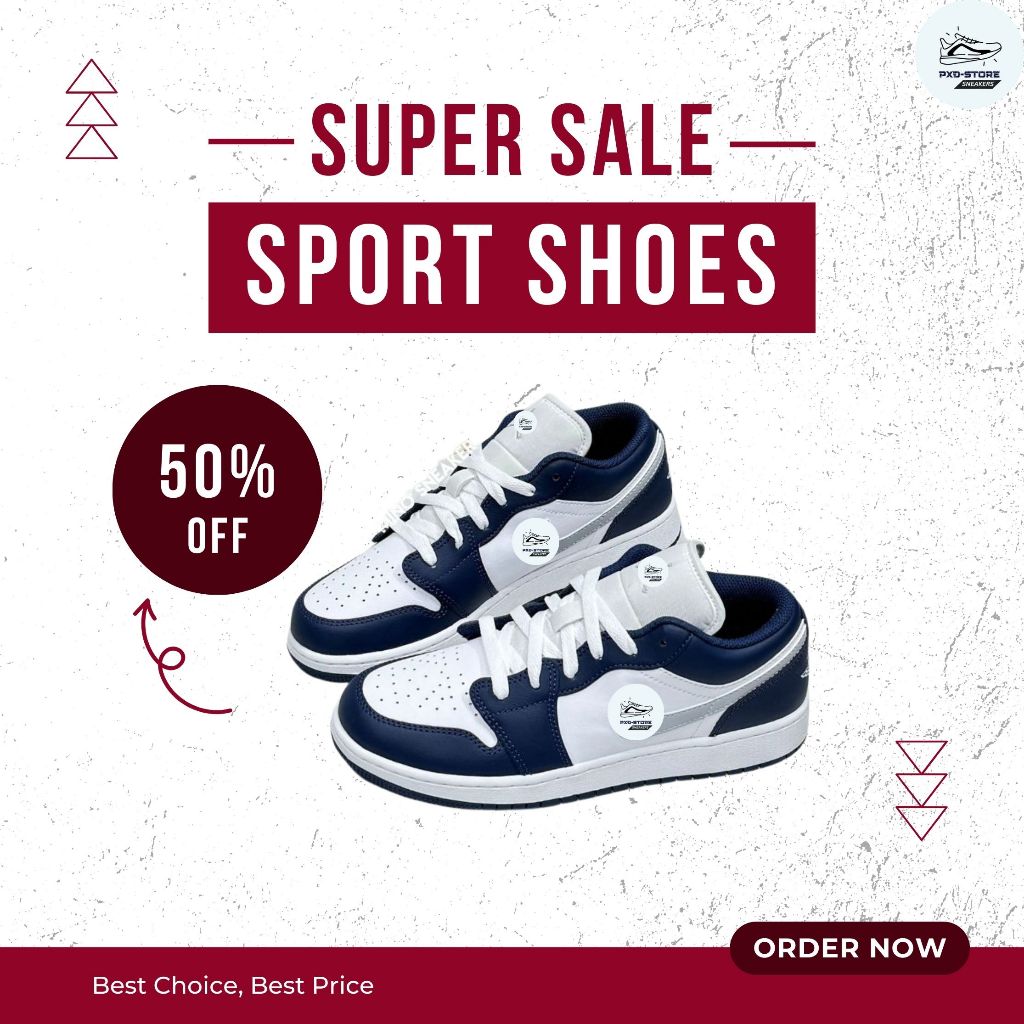 Giày Sneaker JD1 Xanh Đậm Nam Nữ, Giày Thể Thao JD1 Midnight Navy Vệt Xám Thời Trang Hot Trend