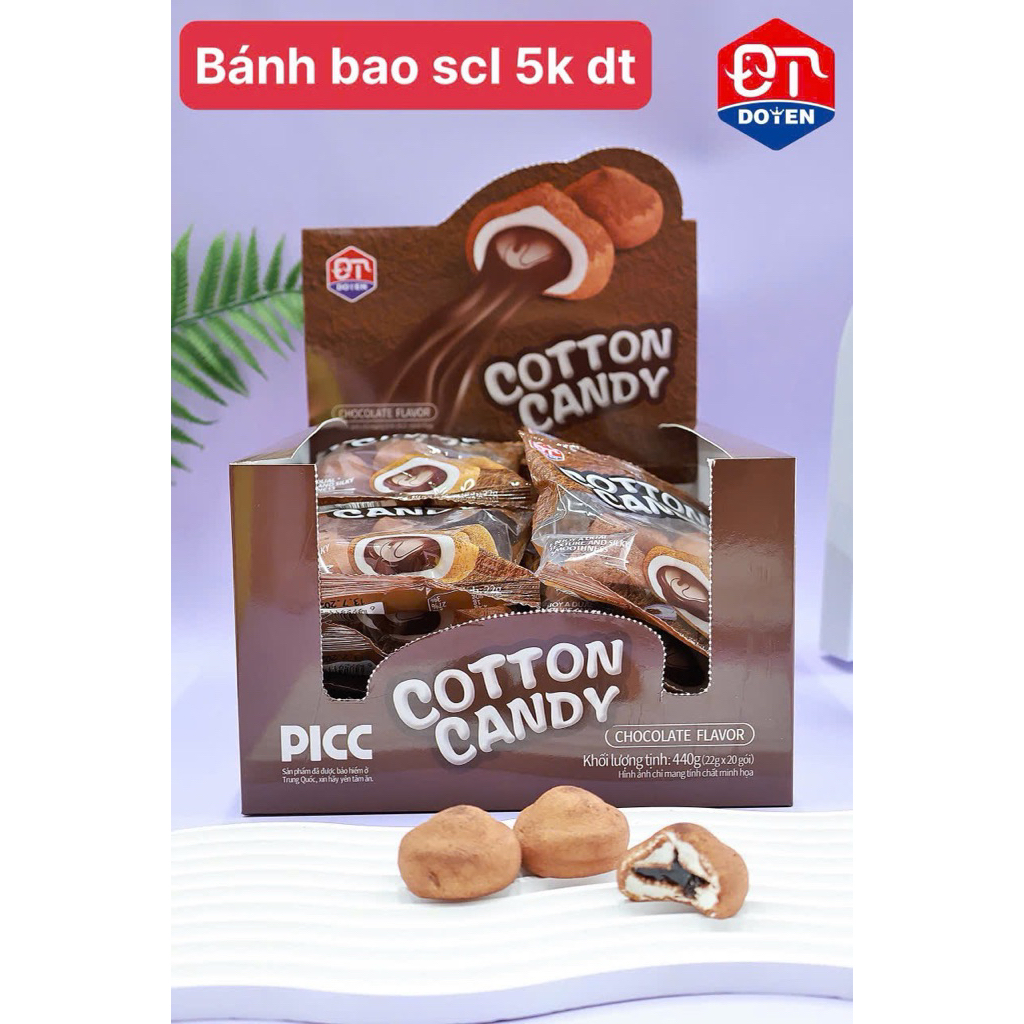 Hộp 20goi kẹo bông bánh bao socola 5k