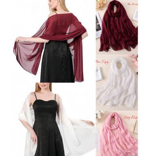 ✨HÀNG SẴN✨ Khăn Choàng Vai Voan Tơ mỏng nhẹ 180x70cm – Khăn Đi Tiệc, Dạ Hội, Áo Dài