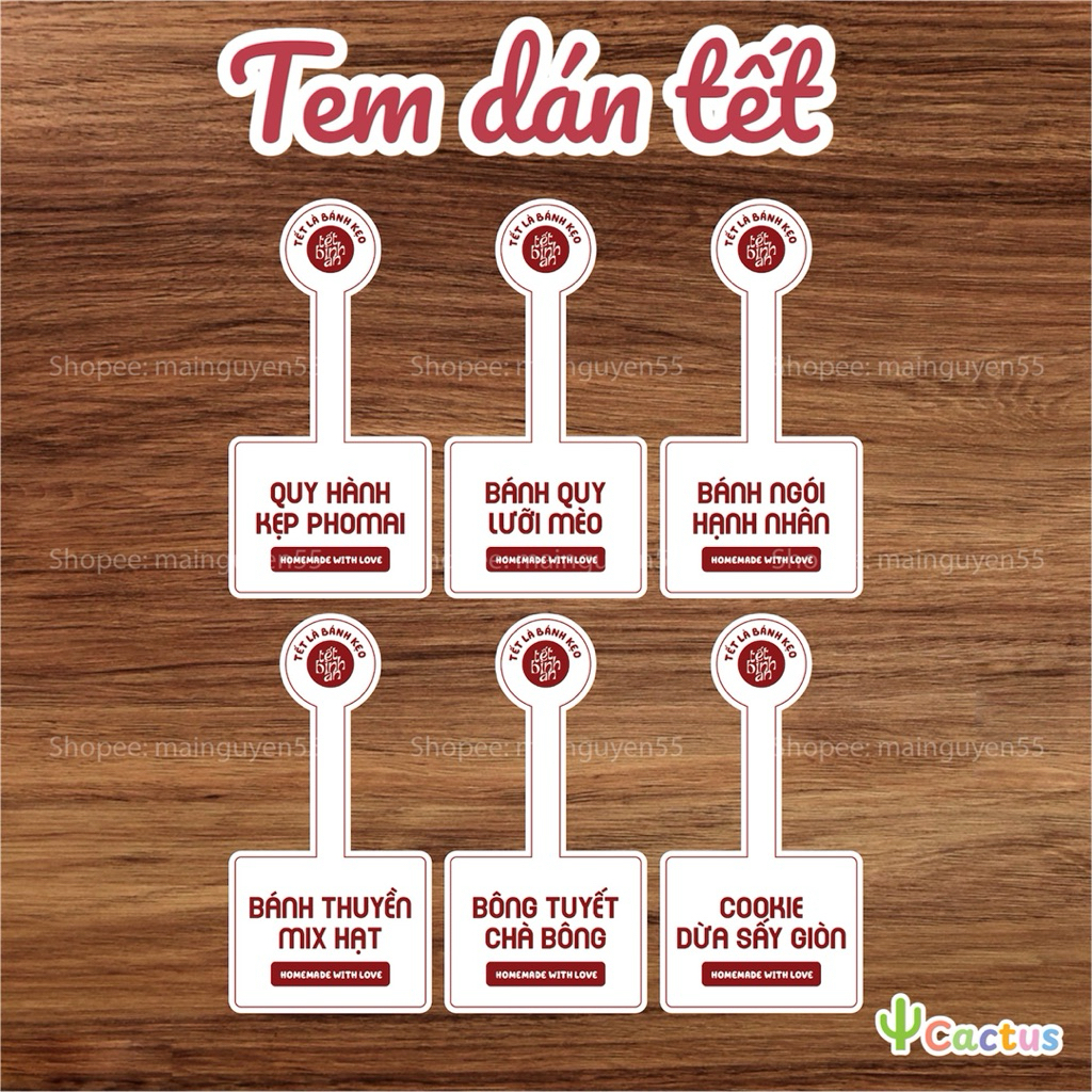 [ Sẵn ] Tem dán tết, tem bánh kẹo tết, tem tết mới nhất, tem hạt tết