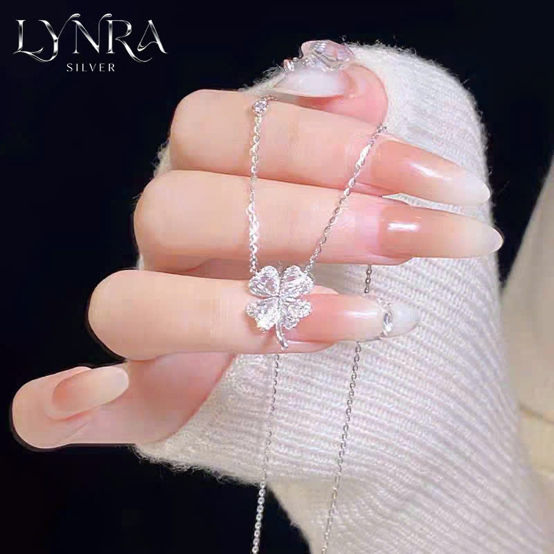 Dây chuyền Lynra Silver cỏ 4 lá lấp lánh biểu tượng may mắn tinh tế, phù hợp mọi outfit, Quà tặng trang sức (2)