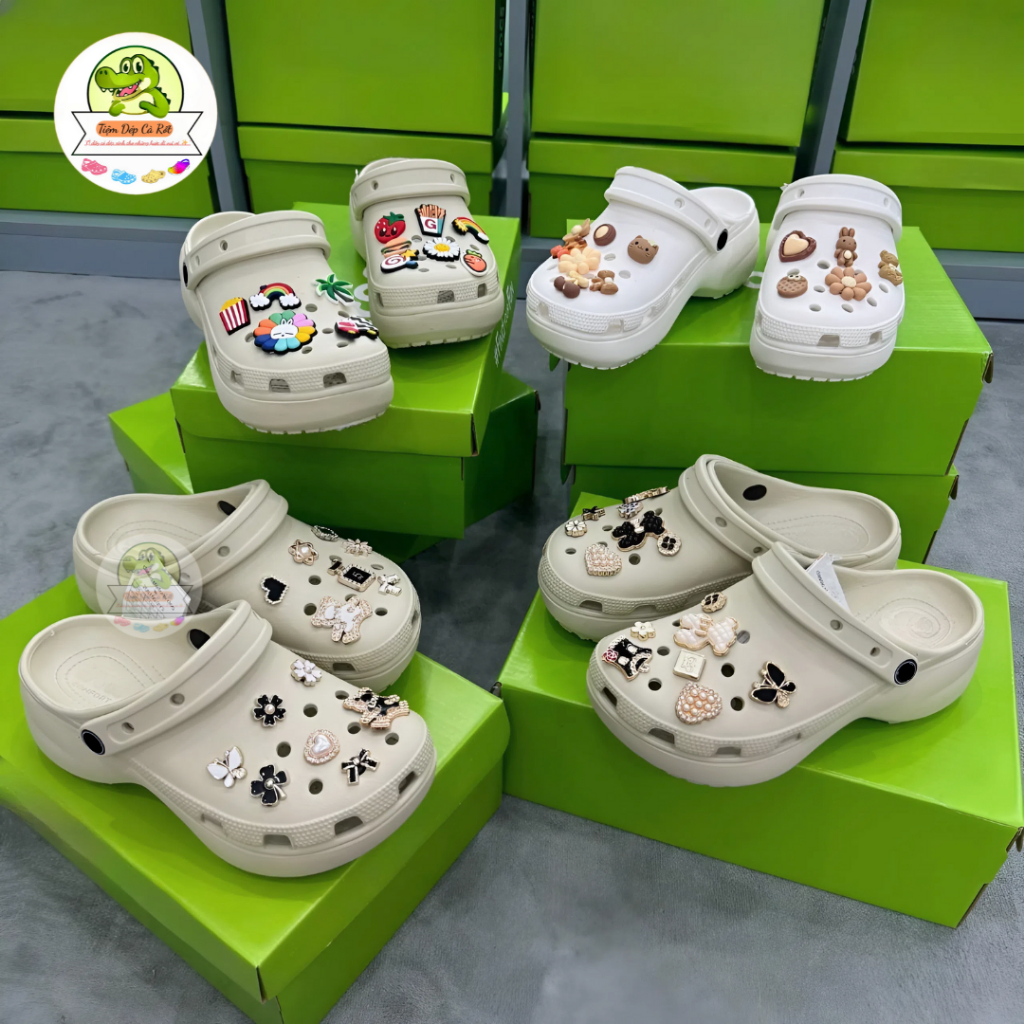 (Hàng Sẵn) CROSS PLATFORM CLOG | Dép Cross Đế Cao Nữ siêu êm - Tặng kèm sẵn Charm 3D như ảnh