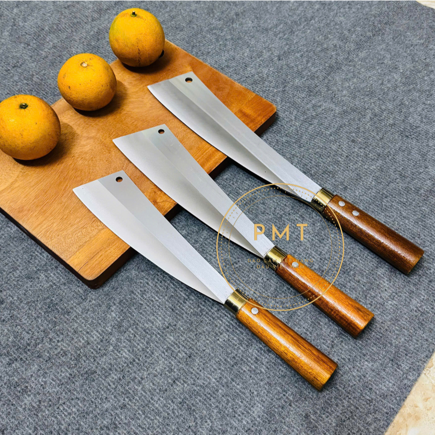 Bộ Dao Dừa 1 Chặt Nặng 500g + 2 Thái Rèn Thủ Công Từ Thép Trắng Không Gỉ