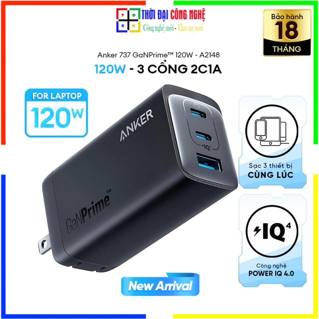 Củ sạc Anker Zolo 3C1A 140W GaN PD 3.1, sạc nhanh Laptop/Mac.Book, A1695, A110A, A110B, A2148, A1681