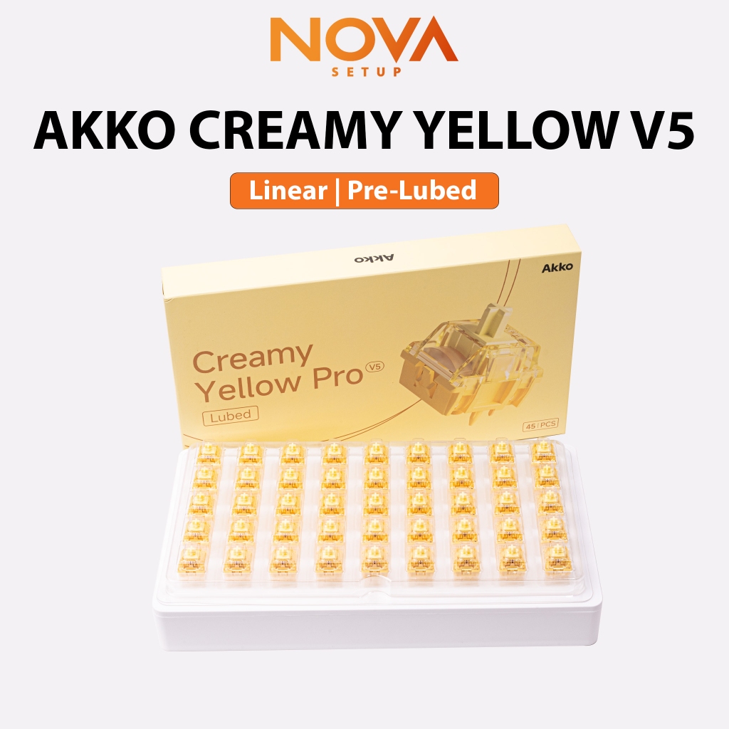 Pack 45 Switch Akko Creamy Yellow V5 linear 55g prelubed công tắc bàn phím cơ Akko Creamy Yellow