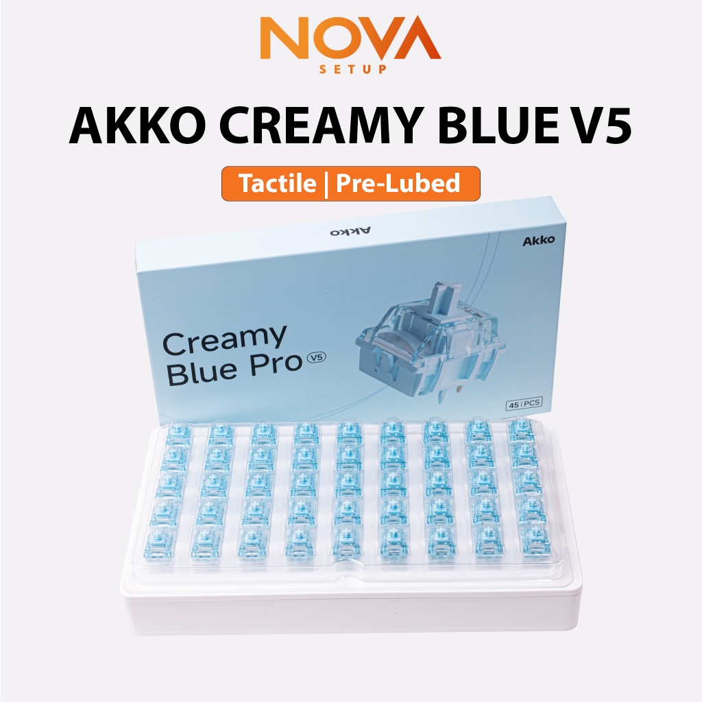 Pack 45 Switch Akko Creamy Blue V5 tactile 60g prelubed công tắc bàn phím cơ Akko Creamy Blue