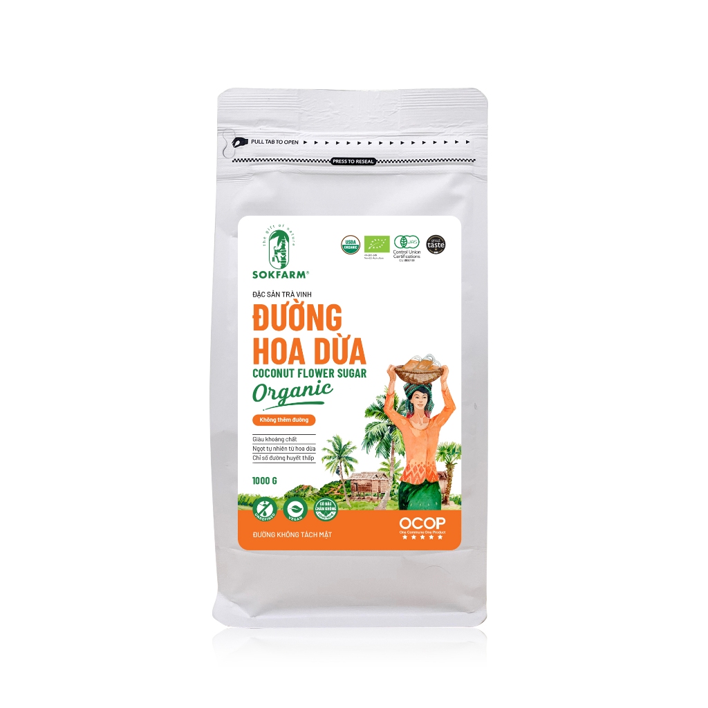 Sokfarm - Đường hoa dừa hữu cơ Organic Sokfarm 1kg