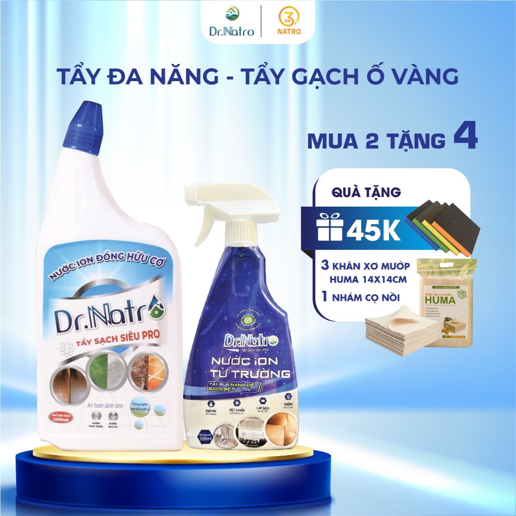 Combo vệ sinh nhà cửa tẩy ố vàng trên gạch, tường, tẩy rỉ set inox, xoong nồi cháy đen, cặn canxi