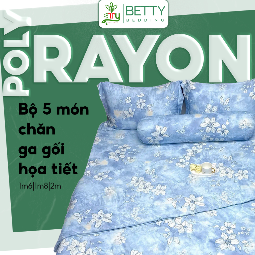 Bộ Chăn Ga Gối Tencel Viscose Họa Tiết  Betty Bedding / Chất Tencel mịn, mỏng và thoáng mát