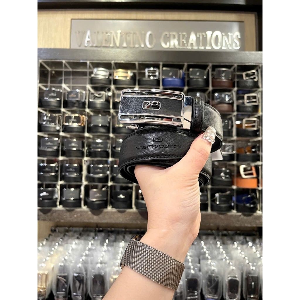Dây nịt dây lưng thắt lưng da dây nit nam Valenti slide black belt