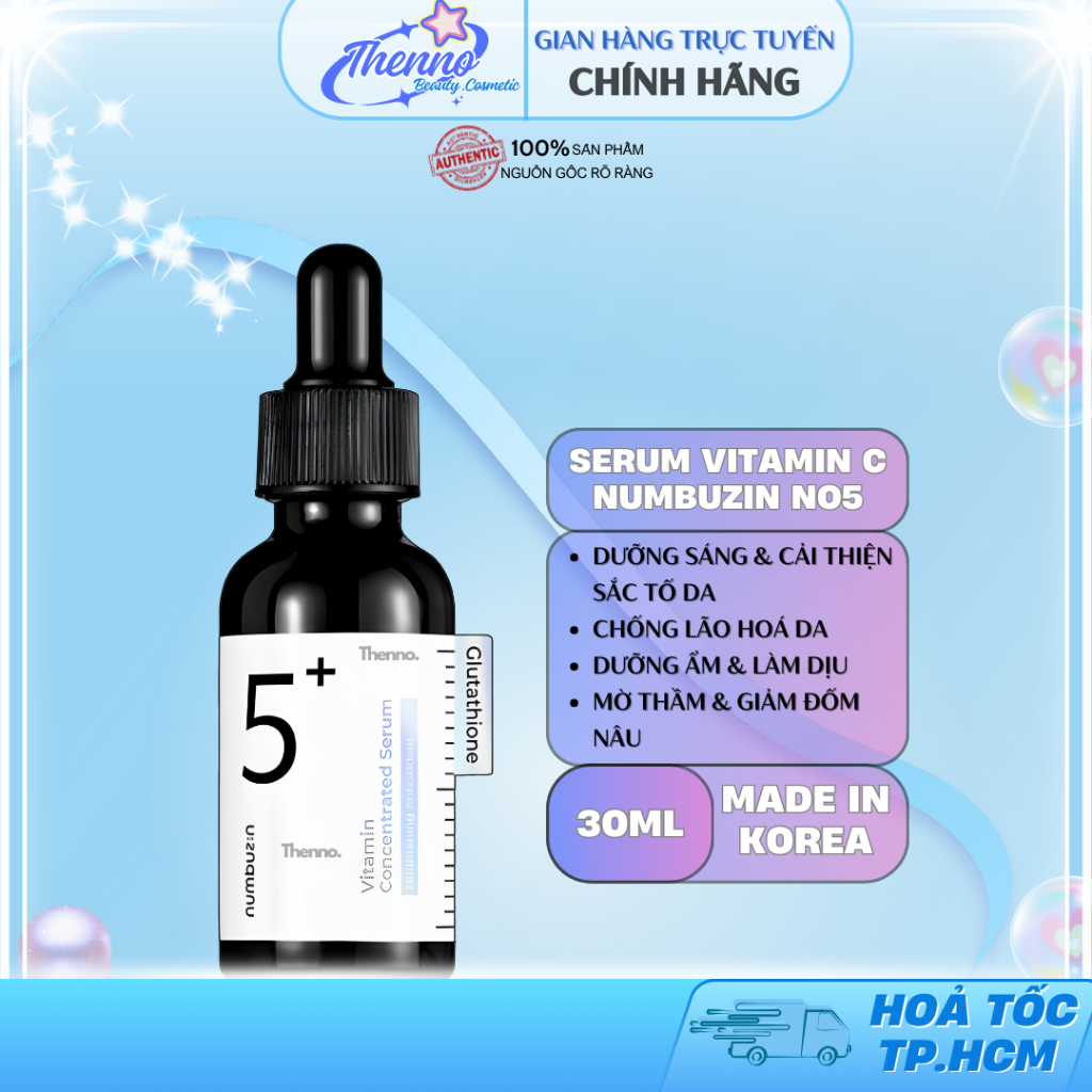 Tinh Chất Cô Đặc Hỗ Trợ Dưỡng Sáng Da Numbuzin No.5+ Vitamin Concentrated 30ml Hàn Quốc