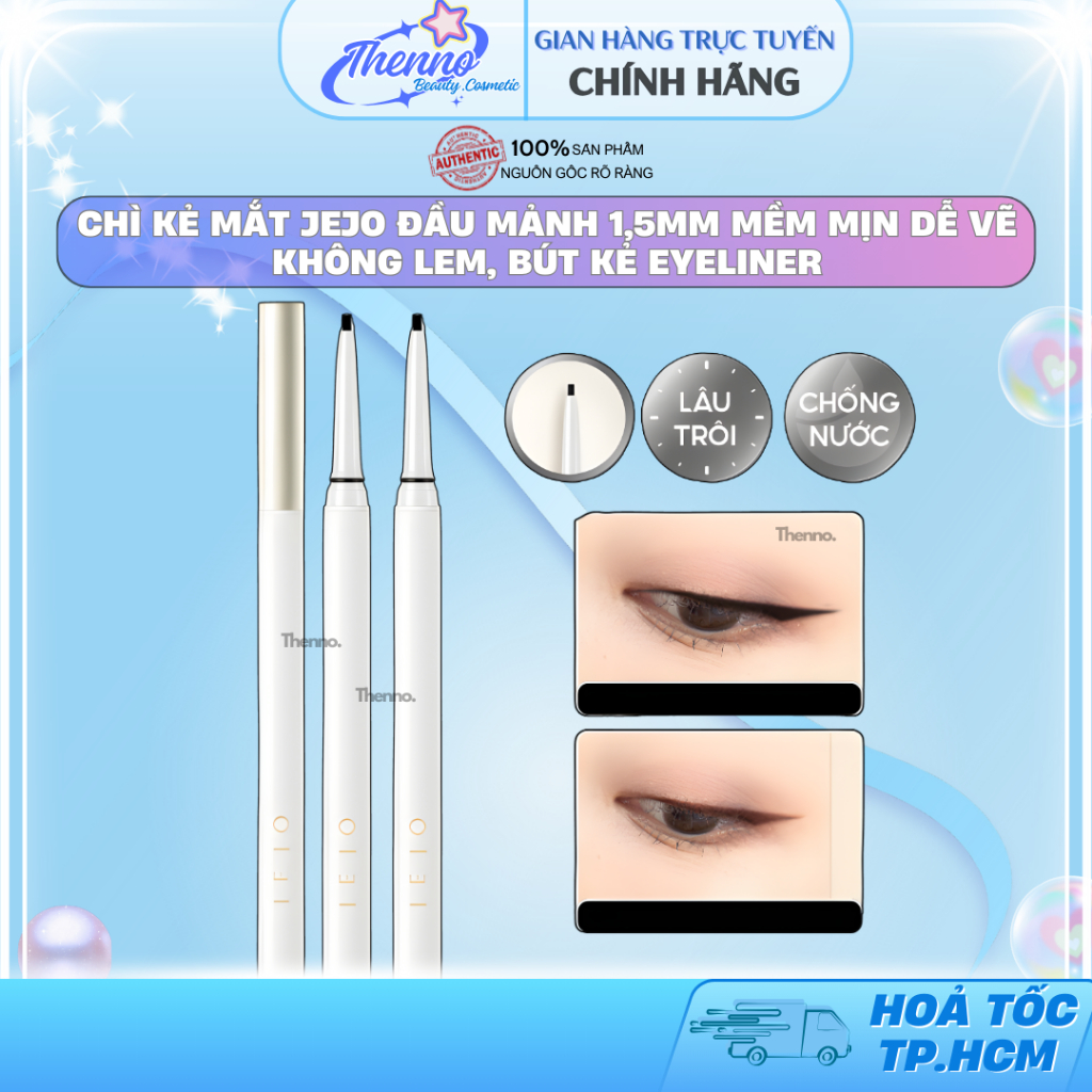 Chì Kẻ Mắt JEJO Đầu Mảnh 1,5mm Mềm Mịn Dễ Vẽ Không Lem, Bút Kẻ Eyeliner Không Trôi Chống Nước