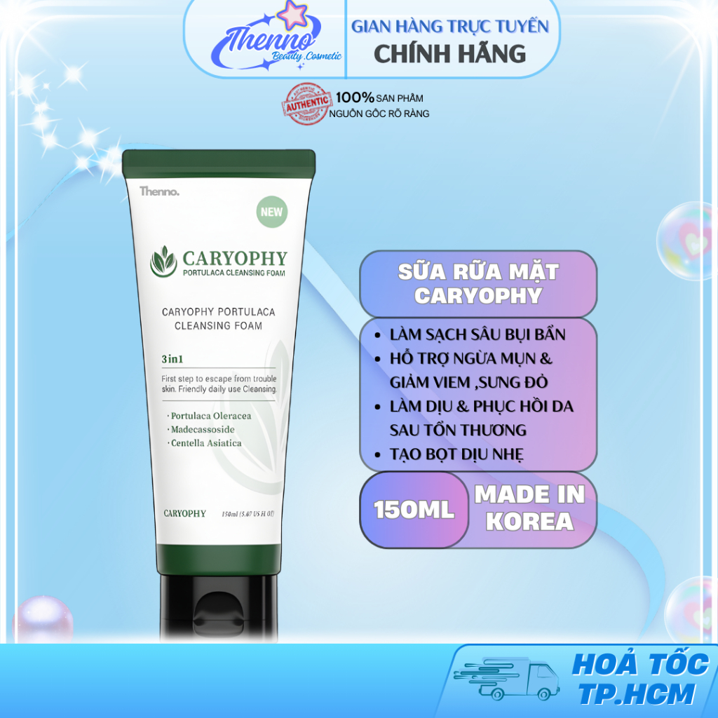 Sữa Rửa Mặt Giảm Mụn, Kiềm Dầu Caryophy Portulaca Foam Cleanser 150ml
