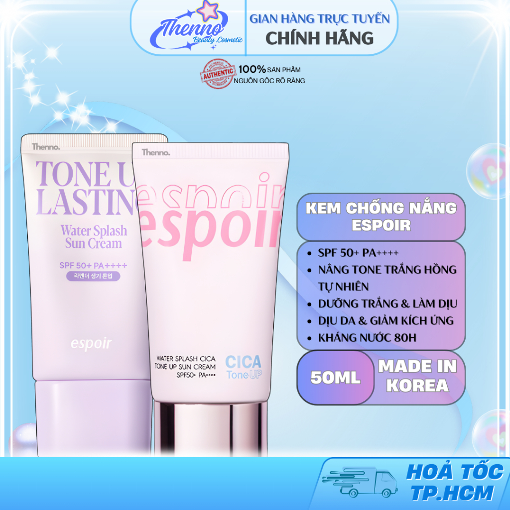 Kem Chống Nắng Nâng Tone Espoir Water Splash Cica Tone Up Sun Cream SPF50+ PA++++ 60ml Hàn Quốc