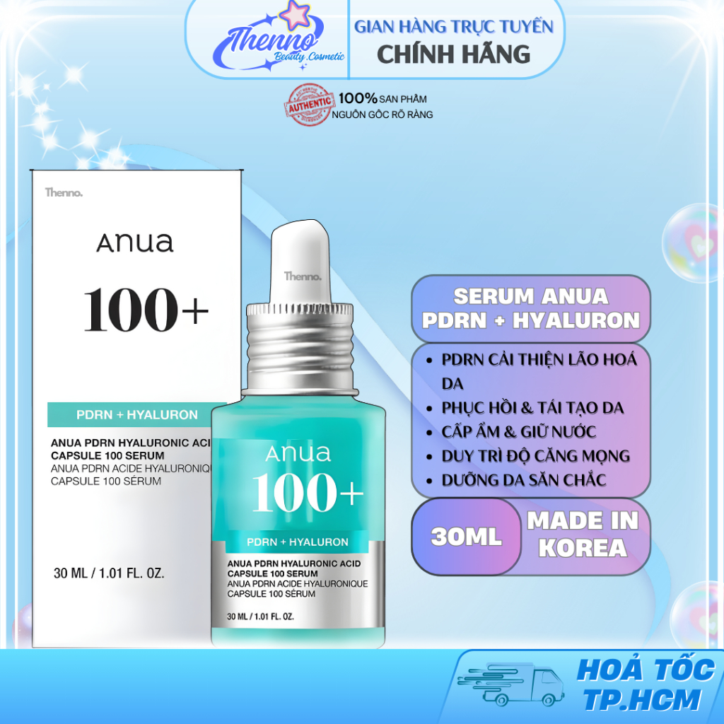 Serum Phục Hồi Da Căng Bóng Anua PDRN Hyaluronic Acid Capsule 100 Serum 30ml Hàn Quốc