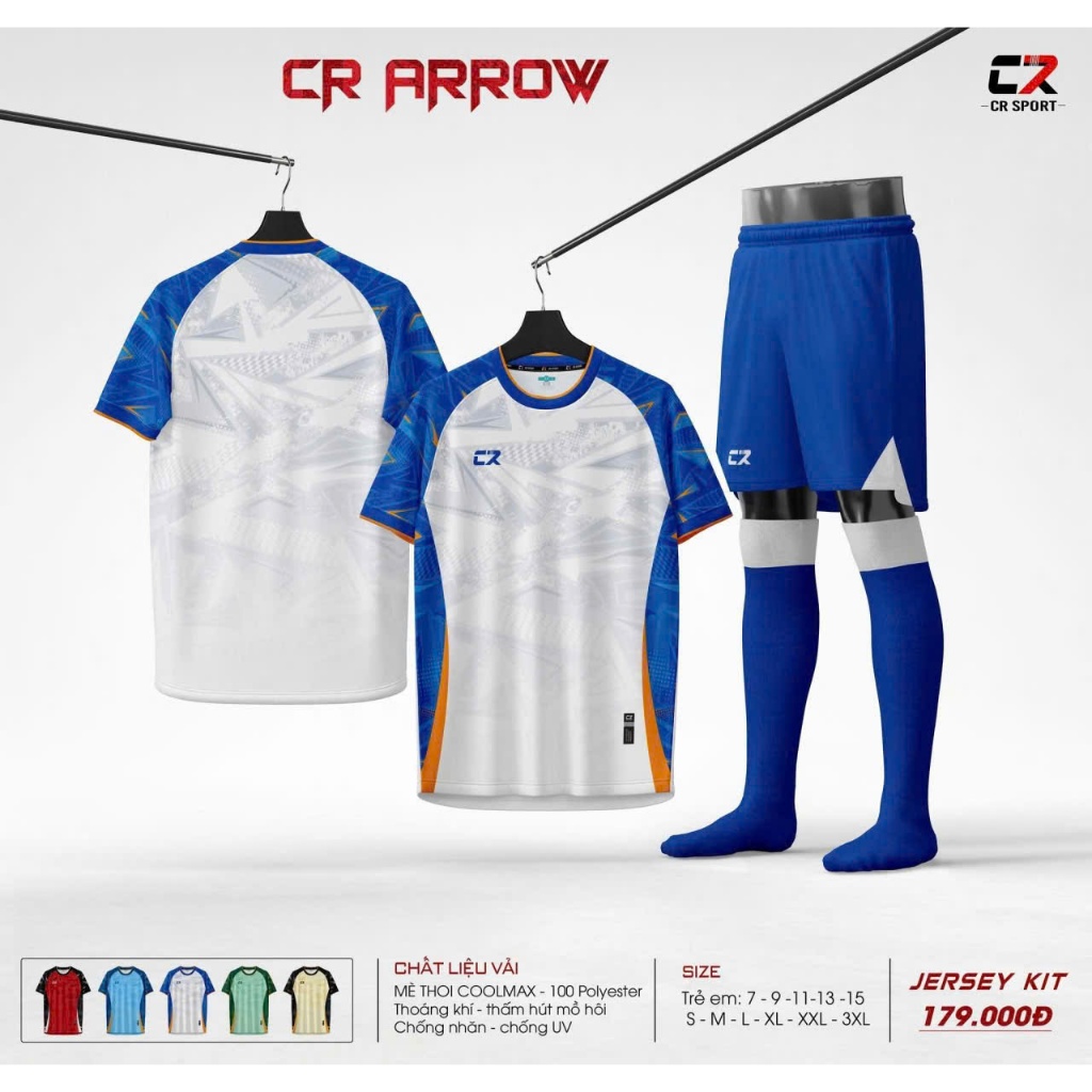 ĐỒ BÓNG ĐÁ CR ARROW - CR SPORT - ĐỒ BÓNG ĐÁ THOÁNG MÁT, THẤM HÚT MỒ HÔI TỐT