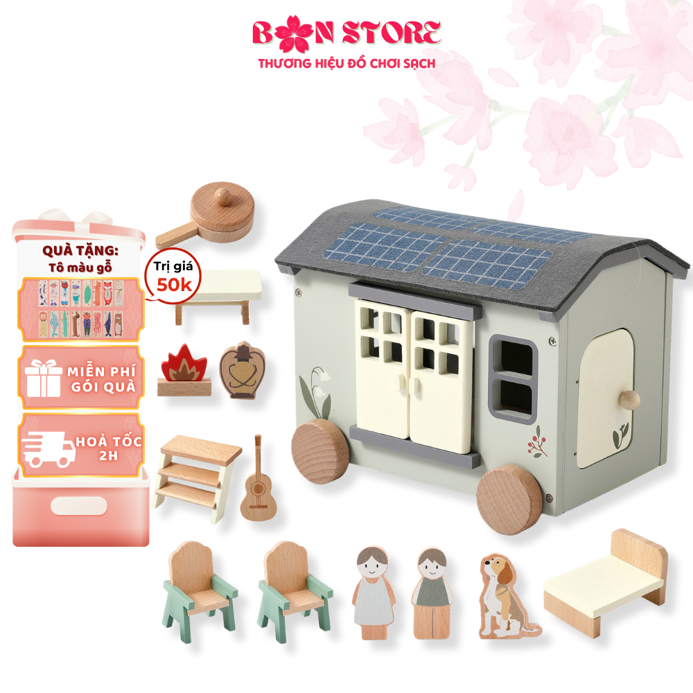 Đồ Chơi Hộp Bận Rộn Xe Cắm Trại Busy Box Gỗ Đồ Chơi Nhận Thức Giáo Dục Sớm Montessori Cho Trẻ Em Từ 