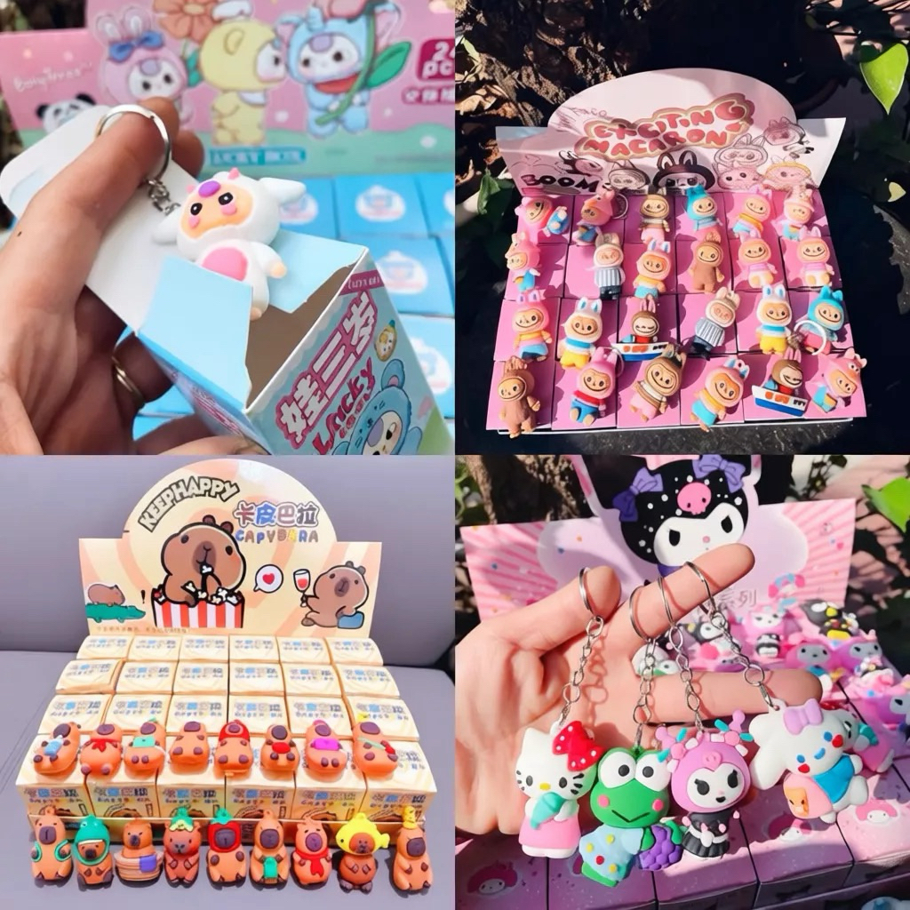Khay 24 hộp blindbox baby three, capybara, kuromi , hộp mù móc khóa baby three hàng đẹp Sansanvu