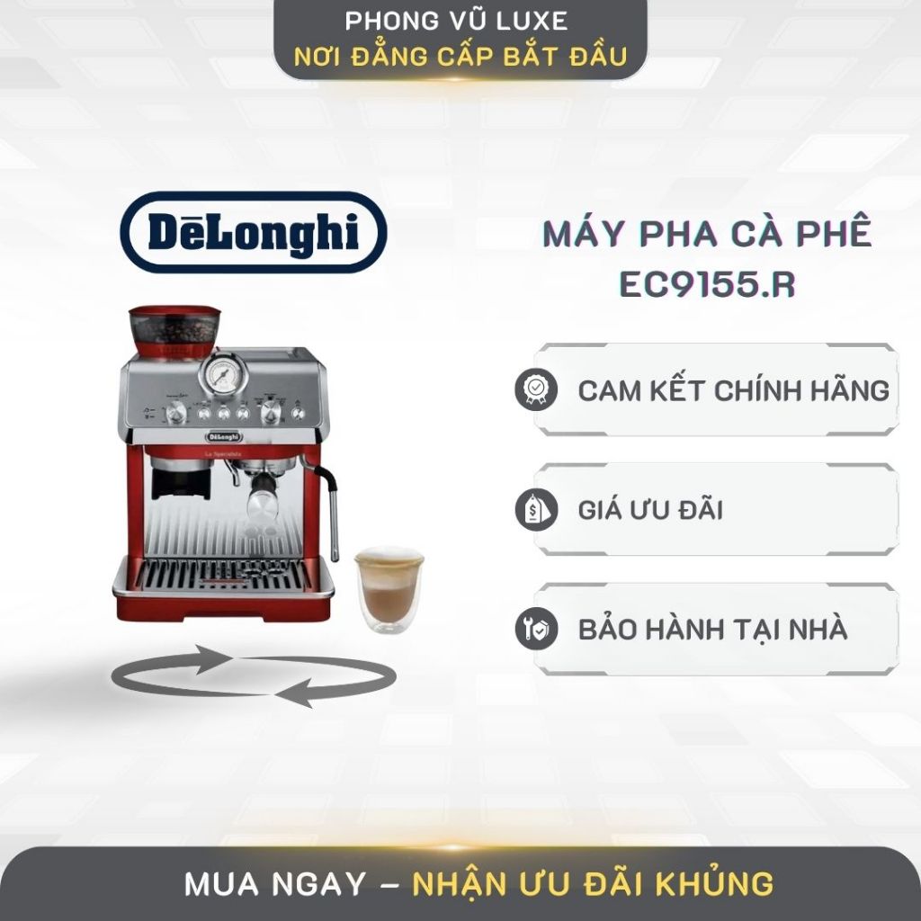 Máy pha cà phê Delonghi EC9155.MB/ EC9155.R – Thiết Kế Cao Cấp, Pha Cà Phê Chuyên Nghiệp
