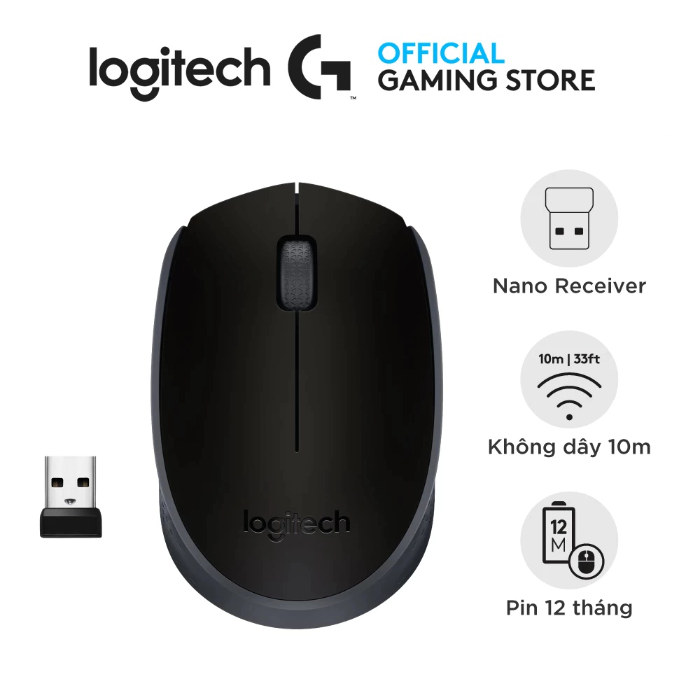 Logitech B170 Wireless Mouse - 2.4 GHz with USB Nano Receiver, 12-Months Battery Life