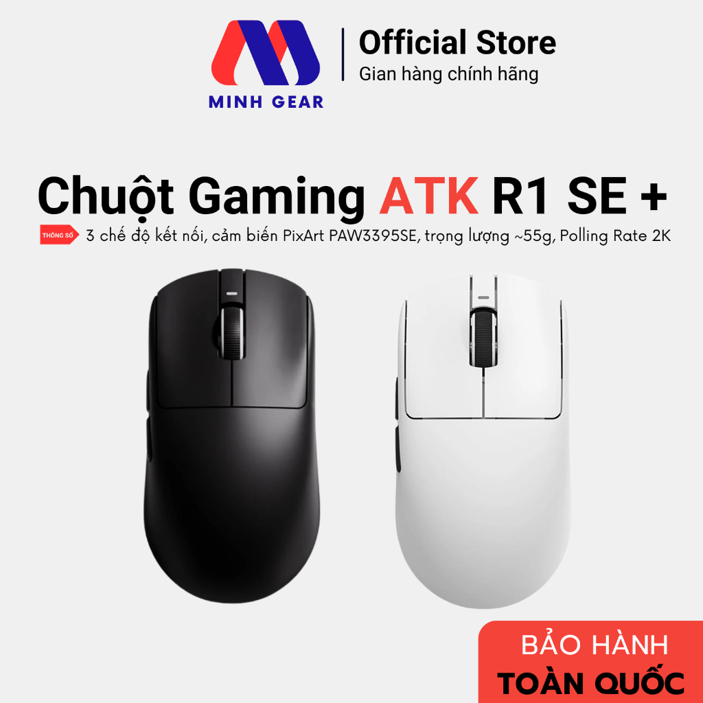 Chuột Gaming ATK R1 SE+ (Hàng Chính Hãng) - Siêu nhẹ, hiệu năng cao, kết nối 3 mode