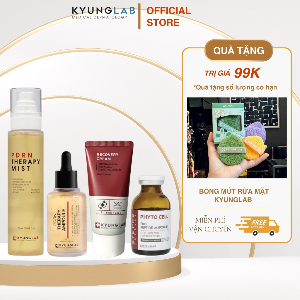 Bộ sản phẩm  xịt khoáng KyungLab, serum tế bào gốc KyungLab, kem dưỡng KyungLab cho da treament