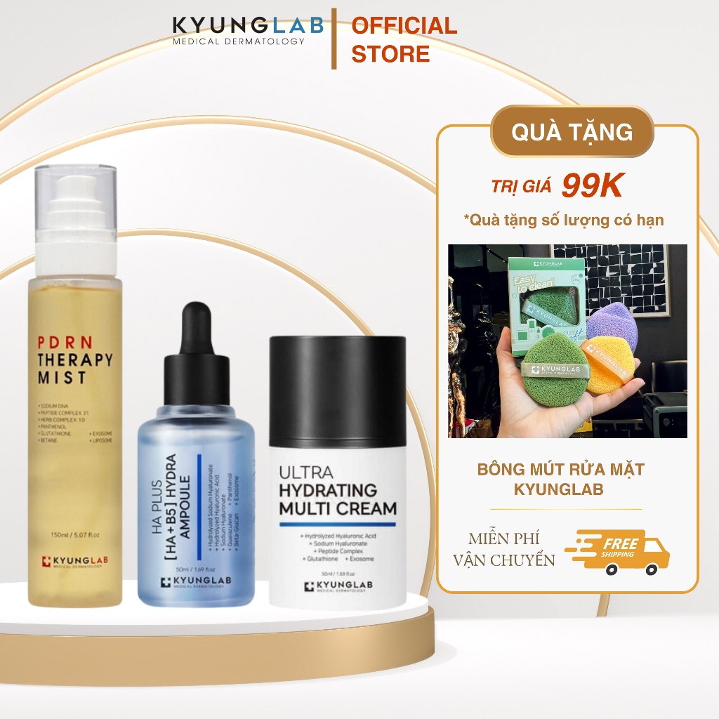 Bộ sản phẩm  xịt khoáng KyungLab, serum HAB5 KyungLab, kem dưỡng KyungLab cho da khô 50ML - 150ML