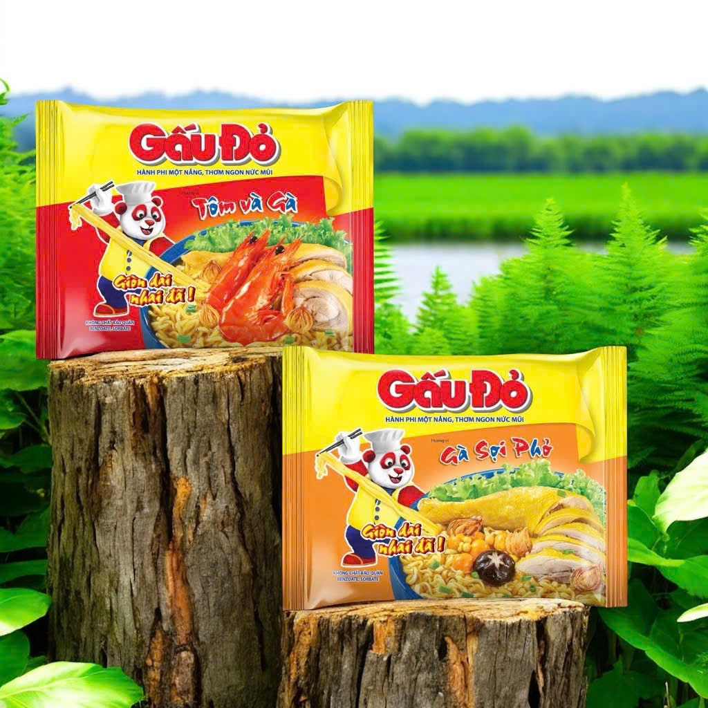 Thùng 30 Gói Mì Gấu Đỏ Gà Sợi Phở/ Gấu Đỏ Tôm Và Gà