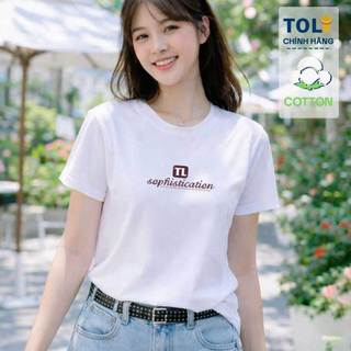 Áo thun nữ cổ tròn TOLI PSB1011 – In chữ TL trước ngực, form vừa dáng, vải cotton 4 chiều mềm mại