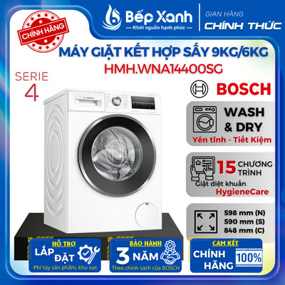 [FREESHIP HCM] Máy Giặt Kết Hợp Sấy Bosch HMH.WNA14400SG - 9kg/6kg - Series 4