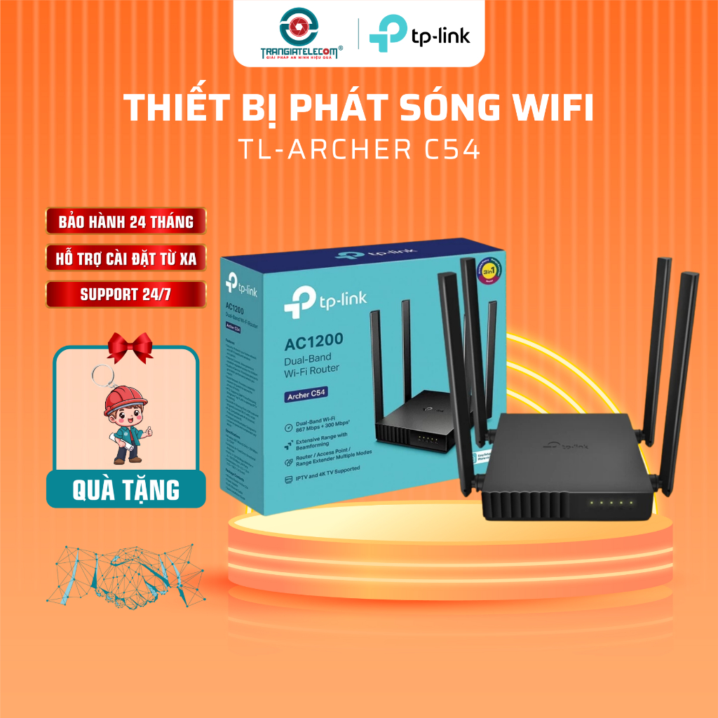 Bộ Phát Wifi TP-Link Archer C54 Băng Tần Kép Chuẩn AC 1200Mbps - TRANGIATELECOM