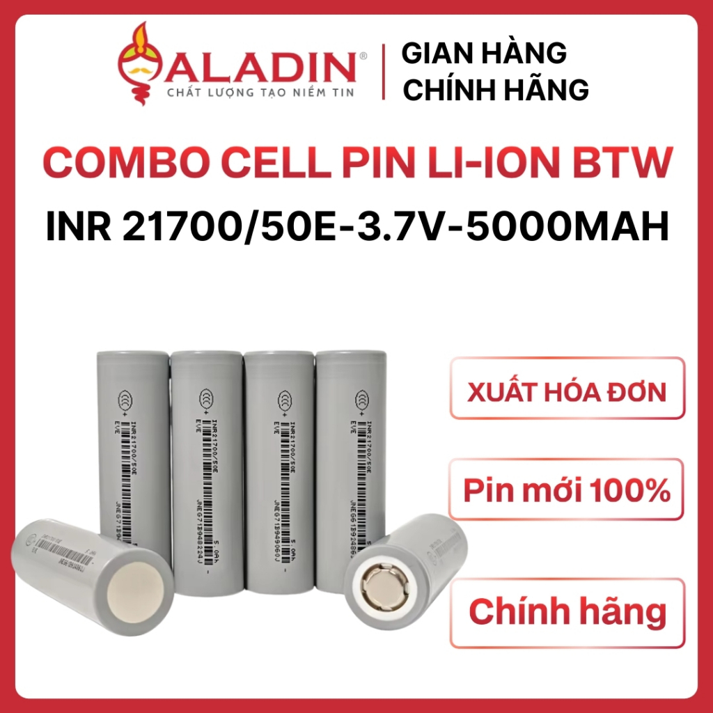 [COMBO] Cell pin INR 21700/50E-3.65V dung lượng 5000mAh, 3C dòng xả 15A, cell INR 21700/50E-3.7V-500