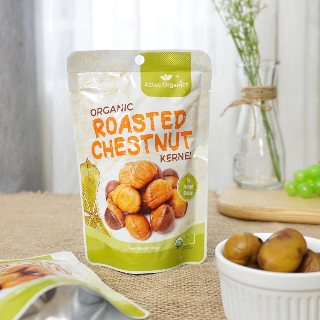 Hạt dẻ hữu cơ Aztec Organics 100g Organic Roasted Chestnut Kernels