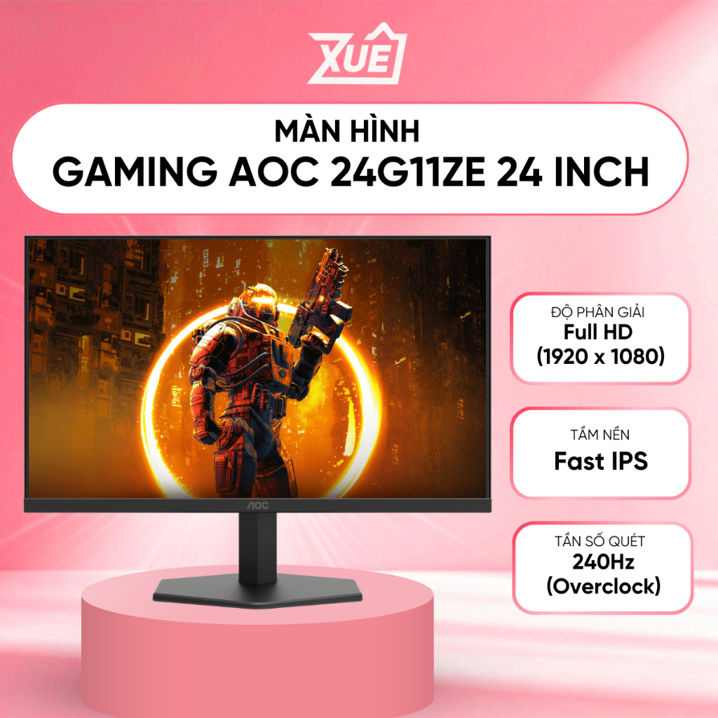 Màn Hình Gaming AOC 24G11ZE 24 Inch Fast IPS Tần Số Quét 240Hz FHD Thời Gian Phản Hồi 0.3ms