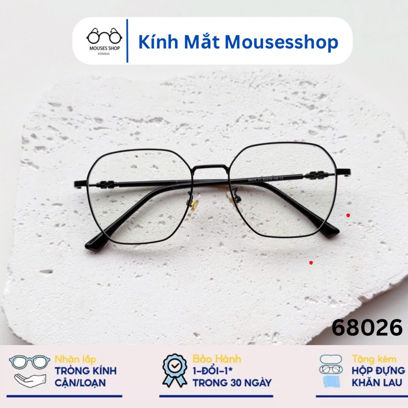 Kính mắt lục giác gọng kim loại tròng nhỏ mã 68026
