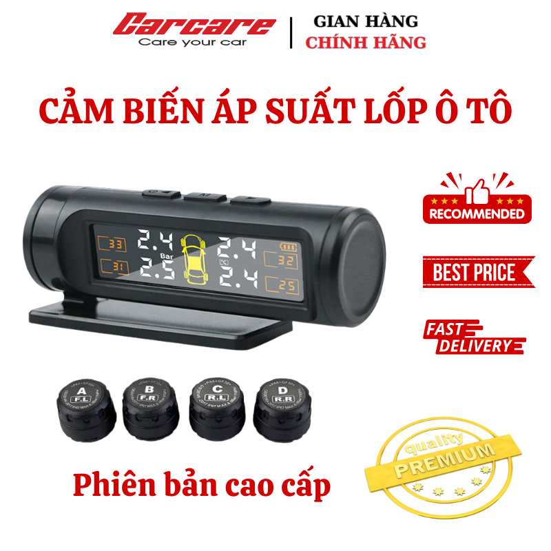 Cảm biến áp suất lốp ô tô TPMS Carcare màn hình led màu van ngoài - Phiên bản cao cấp an toàn