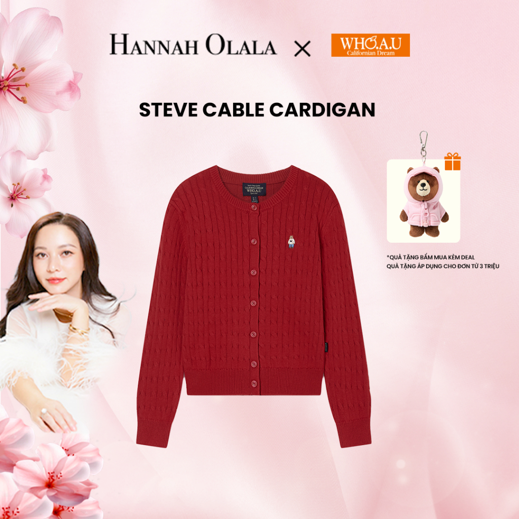 [Hannah x WHO.A.U] Áo Cardigan WHO.A.U Steve Cable Cardigan_WHCKG2211F