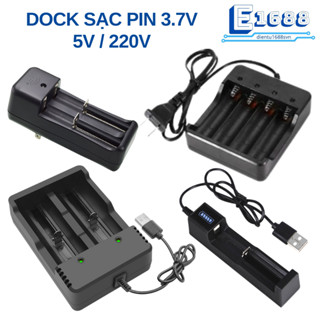 Dock sạc, bộ sạc pin 3.7V 18650, 14500, 16340 dùng cổng USB hoặc nguồn 220V
