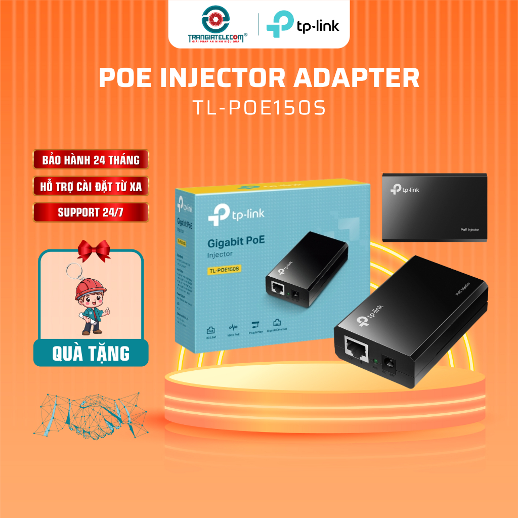Bộ chuyển đổi POE + Injector TP-link TL-POE150S tốc độ Gigabit - TRANGIATELECOM