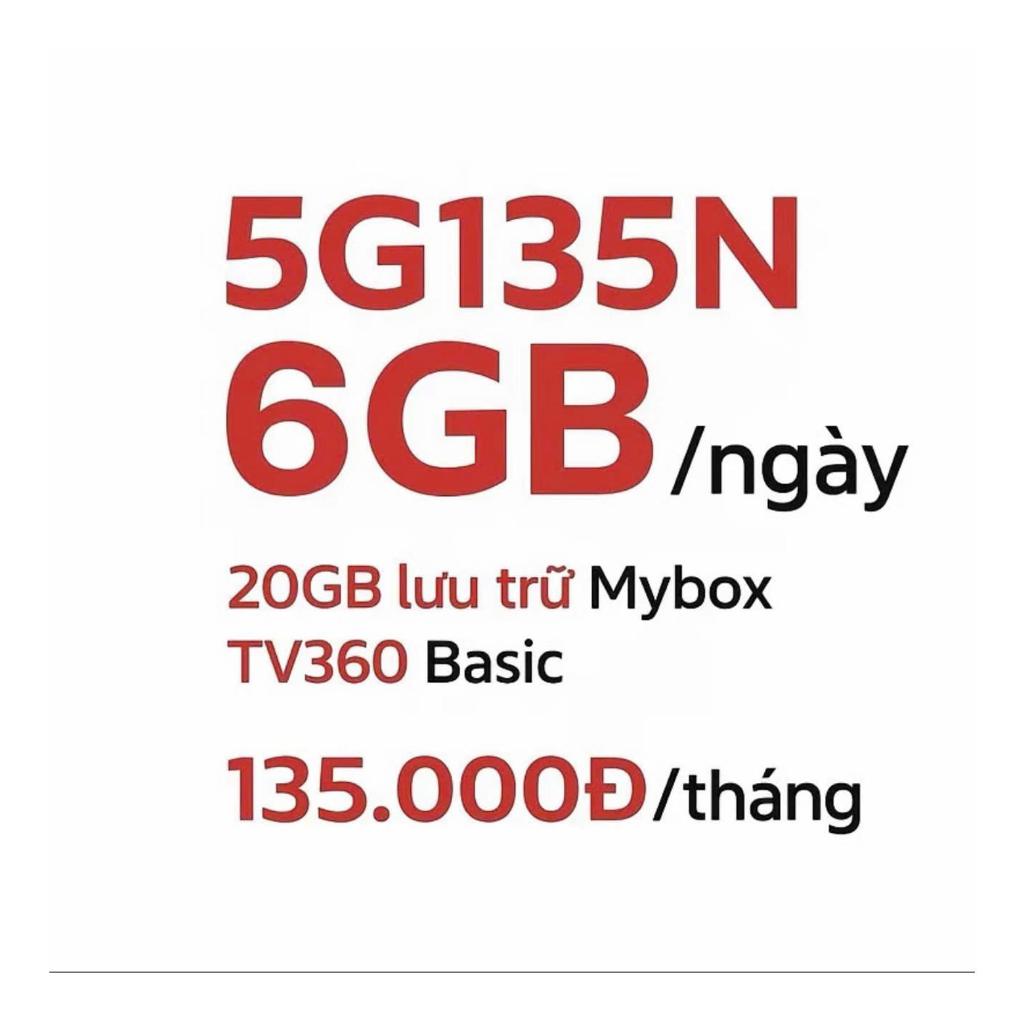 SIM 5G VIETTEL 5G135N 6GB/Ngày -180Gb/Tháng Tốc Độ Cao