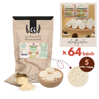 Bánh snack hữu cơ GUfoods (Gói 40g / Túi zip 80g) - Thành phần gạo organic, Không gia vị, Dễ tiêu hoá