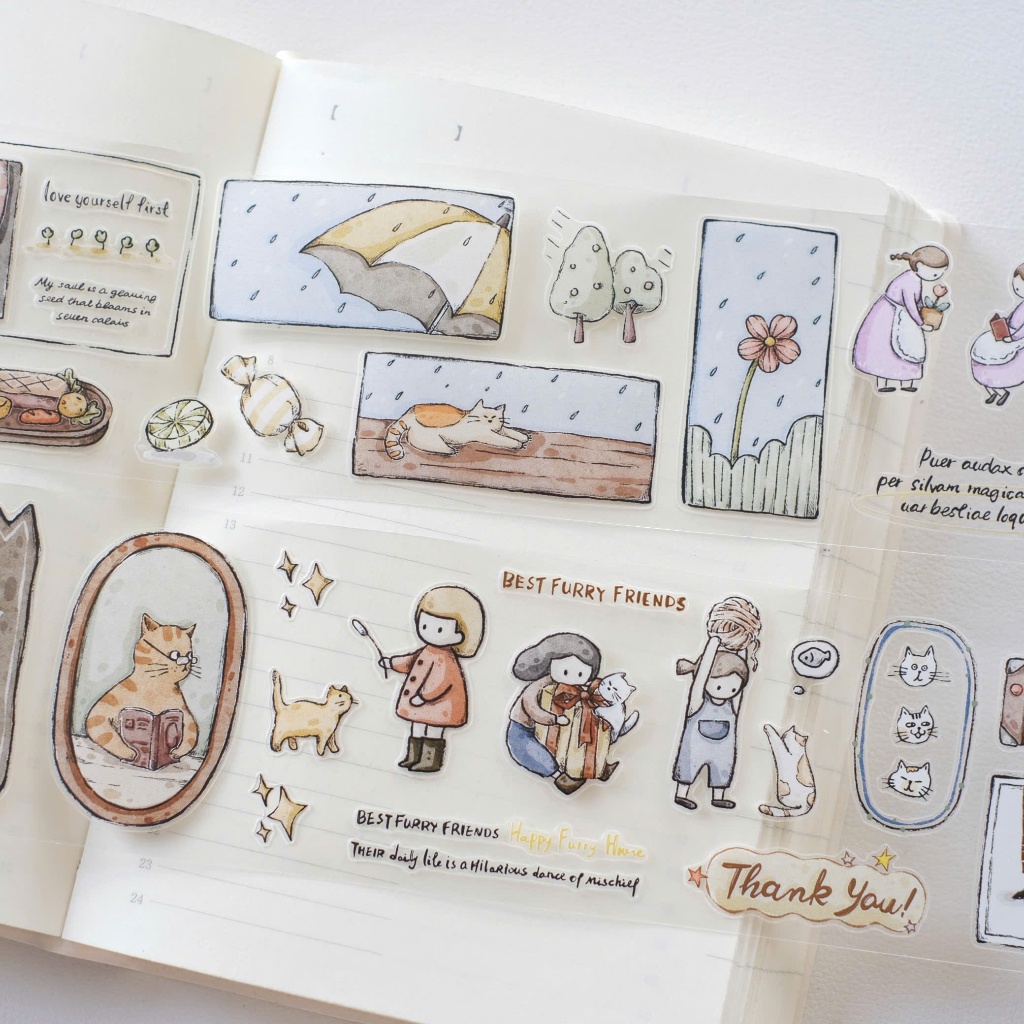 Pet tape sticker Life with pet chiết chu kì 100cm meohime