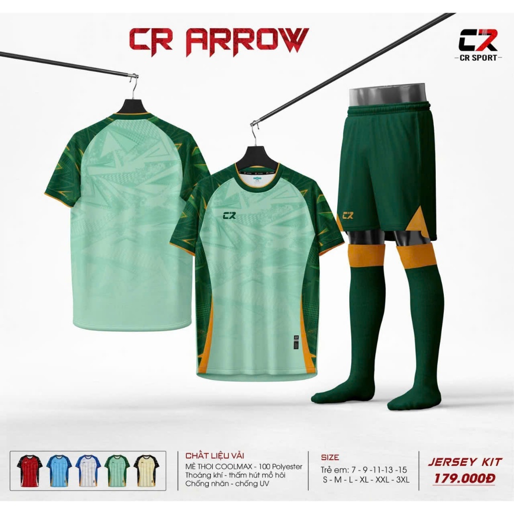 ĐỒ BÓNG ĐÁ CR ARROW XANH LÁ - CR SPORT