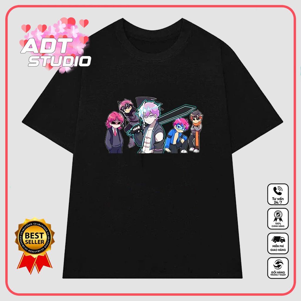 Áo Thun In Hình Hiha Minecraft team - Anh Gà MC - Mều Channel - Redhoodvn - Blox Fruits - Catnap x d