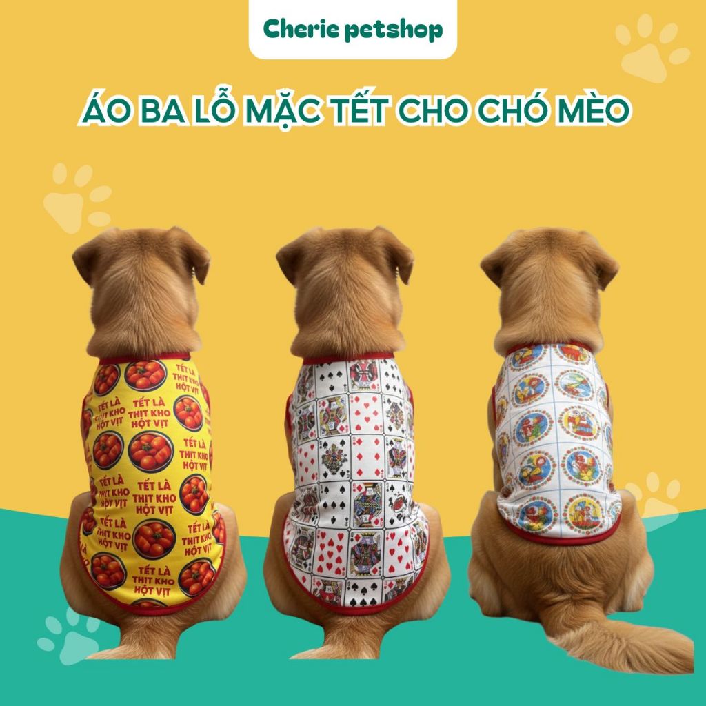 Áo thun sát nách lá bài, bầu cua, tứ xắc cho chó mèo thú cưng