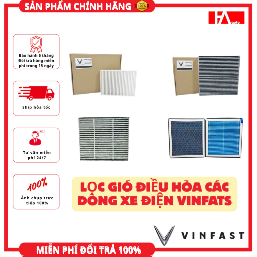 Lọc gió điều hòa dành cho xe điện Vinfast Vf3, Vfe34, Vf5, Vf6, Vf7, Vf8, Vf9, Limo Green. Lọc Than hoạt tính Khử Mùi