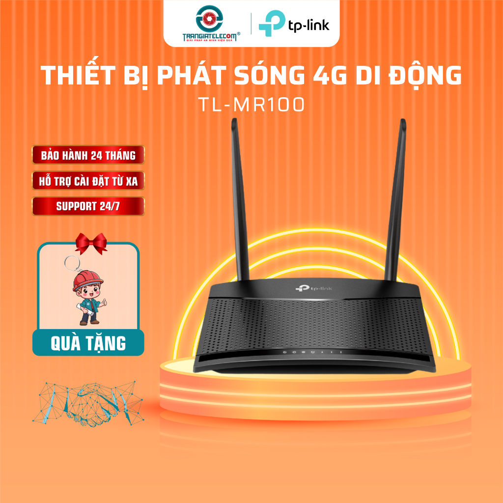 Router Không Dây 4G LTE Tốc Độ 300 Mbps TP-Link TL-MR100 2 Ăng-ten 4G LTE - TRAGIATELECOM